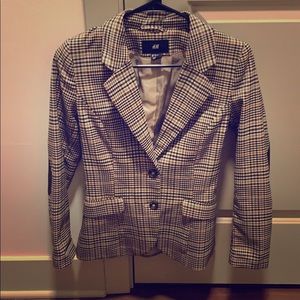 H&M plaid brown and black blazer